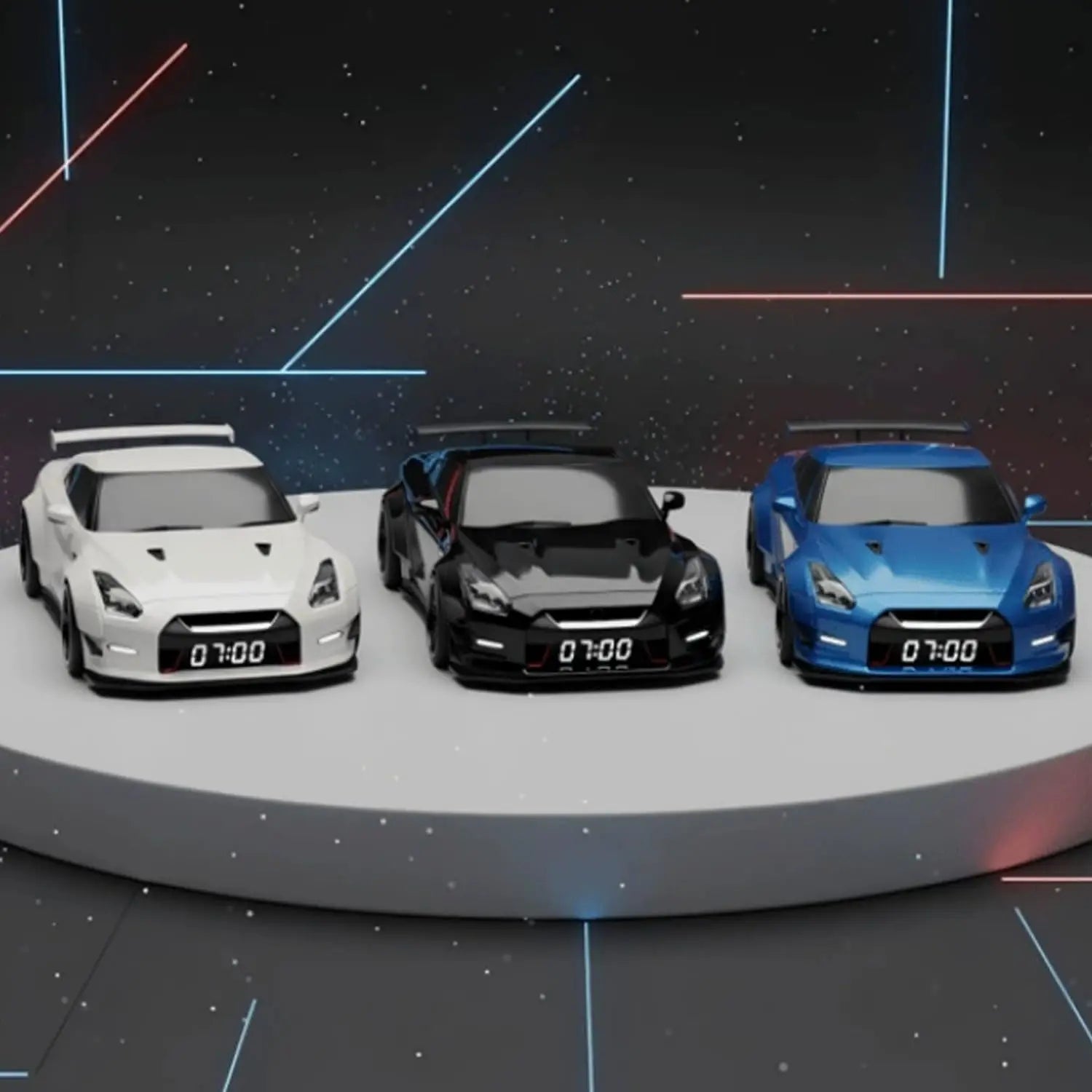 Realistic Sport Car Alarm Clock – LED Display & Engine Light Effects
