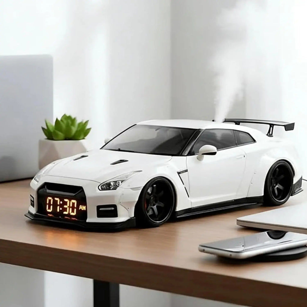 Realistic Sport Car Alarm Clock – LED Display & Engine Light Effects