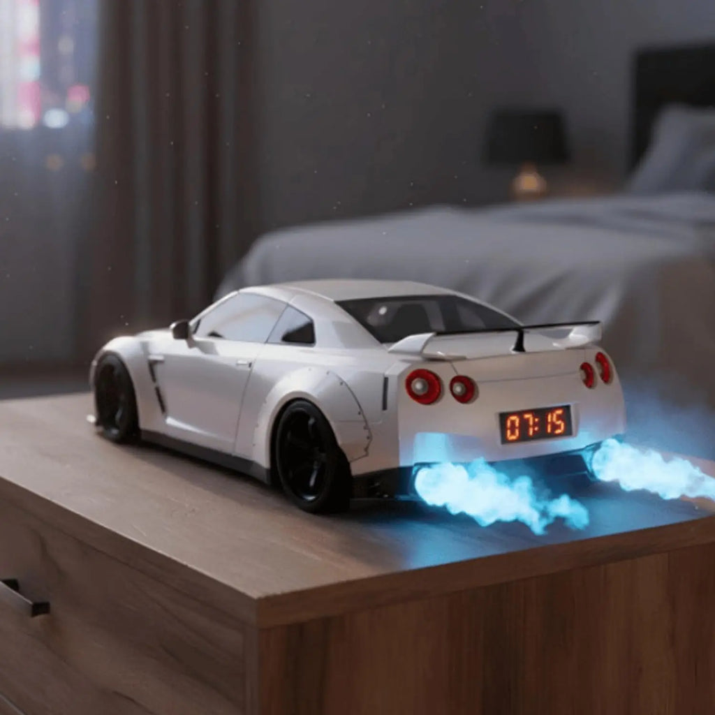 Realistic Sport Car Alarm Clock – LED Display & Engine Light Effects