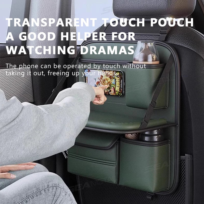 remium Car Backseat Organizer – Foldable Table & Cup Holder
