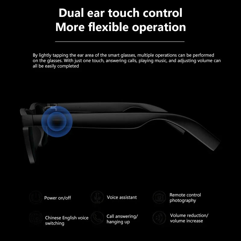 Smart Bluetooth Glasses – Camera, Voice Assistant & Touch Control
