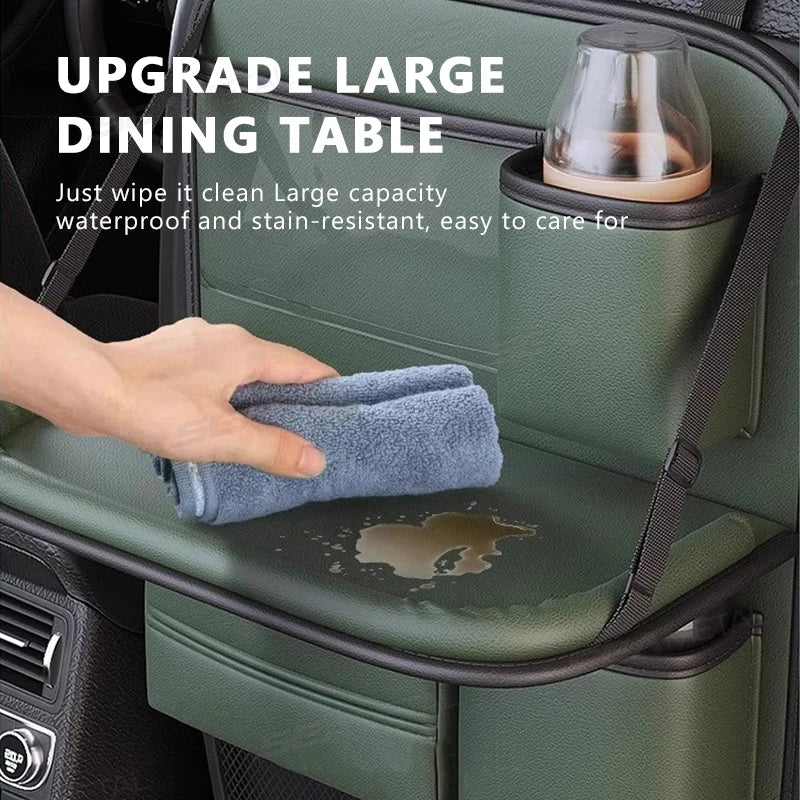 remium Car Backseat Organizer – Foldable Table & Cup Holder